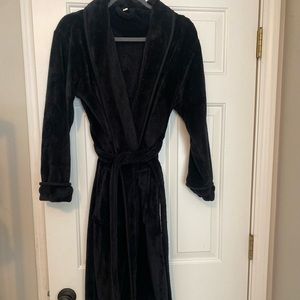 Black Plush Full Length Robe